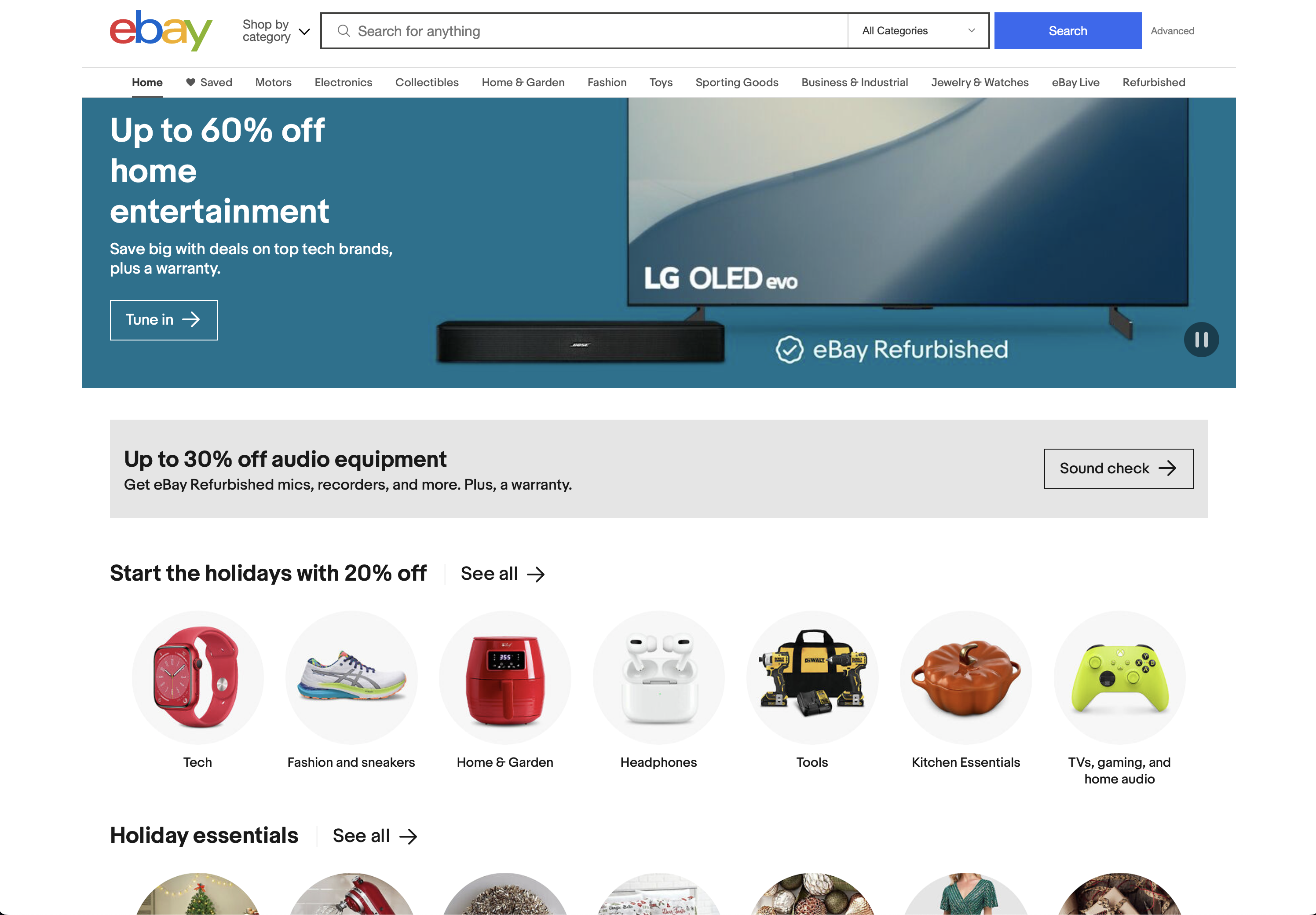 Screen shot of eBay website home page