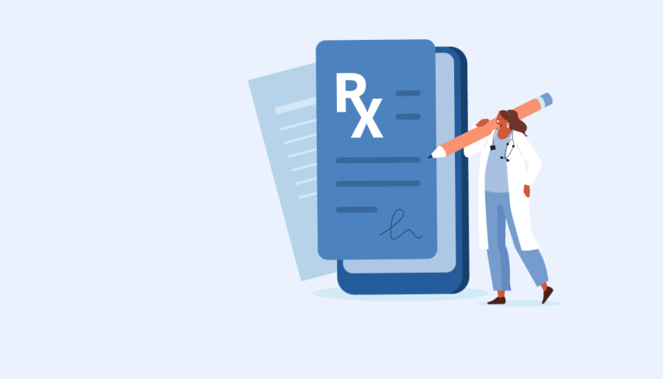 vector graphic of a doctor writing on a prescription pad